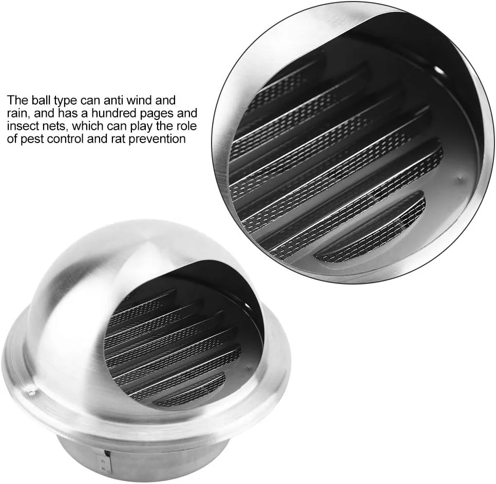 دریچه گرد تهویه هوا هافی از جنس استیل ضد زنگ 304، پوشش تهویه دیوار، خروجی 4 اینچی