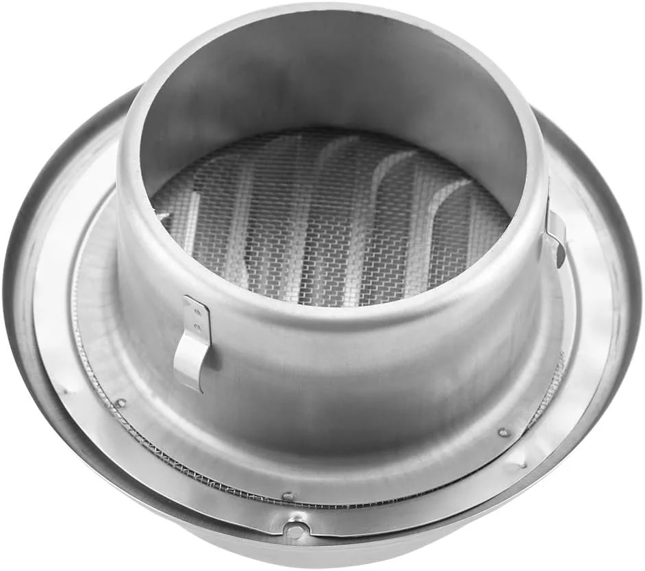 دریچه گرد تهویه هوا هافی از جنس استیل ضد زنگ 304، پوشش تهویه دیوار، خروجی 4 اینچی