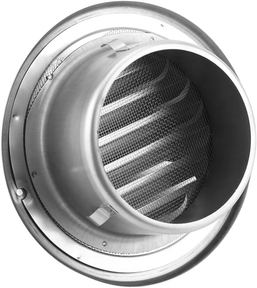 دریچه گرد تهویه هوا هافی از جنس استیل ضد زنگ 304، پوشش تهویه دیوار، خروجی 4 اینچی