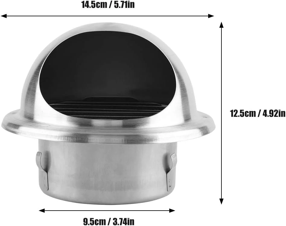 دریچه گرد تهویه هوا هافی از جنس استیل ضد زنگ 304، پوشش تهویه دیوار، خروجی 4 اینچی