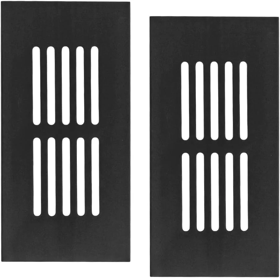 تیاردی، 2 عدد دریچه هواکش مشکی، پوشش دریچه هواکش، دریچه هواکش کابینت یخچال، توری دریچه دیواری 50x100 میلی متر