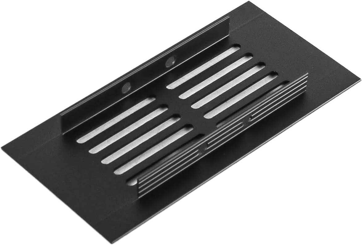 تیاردی، 2 عدد دریچه هواکش مشکی، پوشش دریچه هواکش، دریچه هواکش کابینت یخچال، توری دریچه دیواری 50x100 میلی متر