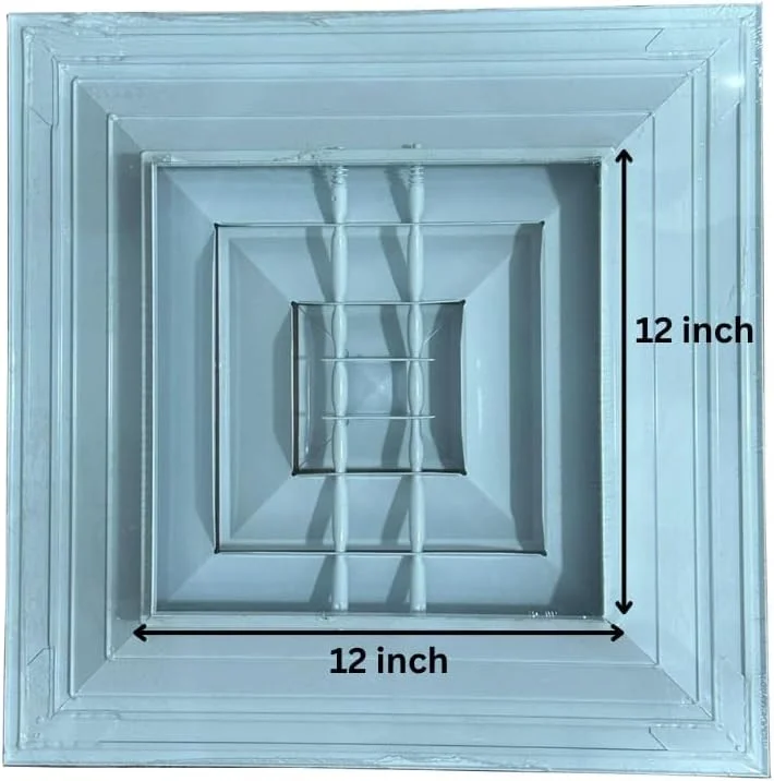 دریچه هوا آلومینیومی برگشت و تامین هوا، پوشش دریچه هواکش سنگین HVAC برای دیوار و سقف | مقاوم در برابر زنگ زدگی، جریان هوای بالا، نصب آسان پخش کننده هوای برگشتی - KYLAQ (12''X12'' RETURN)