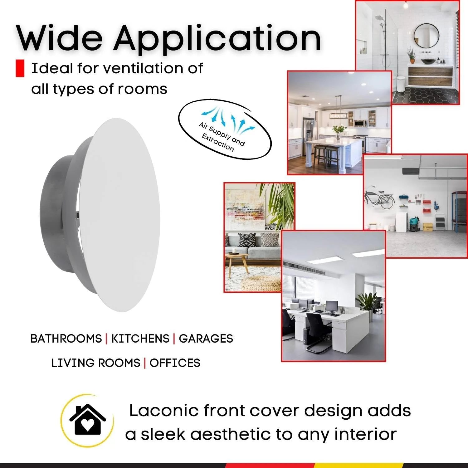 دریچه گرد هوا Steinberg14 - پخش کننده فلزی سفید 6.3 اینچی - دریچه هوا خروجی و ورودی یونیورسال - دریچه قابل تنظیم سقفی دیواری - پوشش دریچه فن مکنده - توری تهویه برای حمام