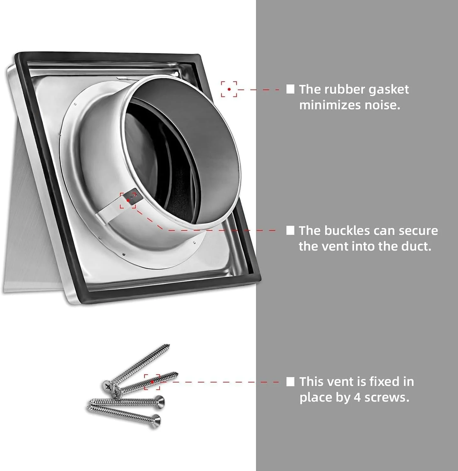 دریچه تهویه هوا استیل ضد زنگ 6 اینچی، پوشش دریچه خروجی هواکش دیوارهای خارجی دریچه تهویه هوا استیل ضد زنگ 6 اینچی، پوشش دریچه خروجی هواکش دیوارهای خارجی