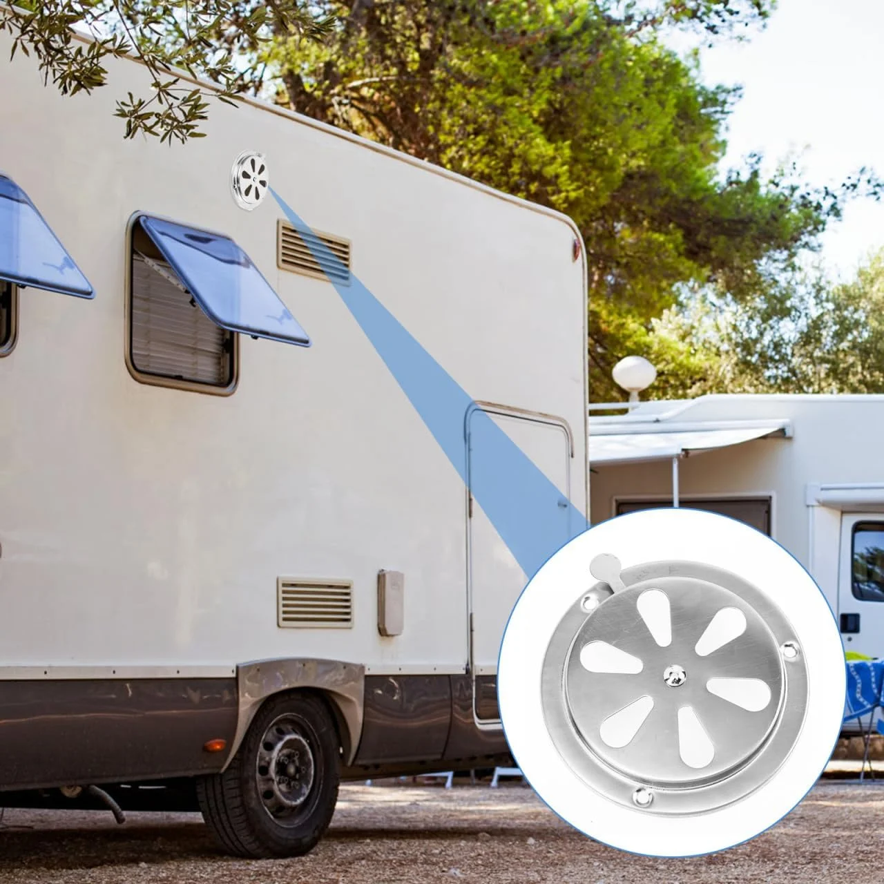 Toddmomy دریچه تهویه قابل تنظیم با سوراخ های تهویه، پوشش دریچه برای دریچه های هوای دریایی، پوشش توری کاروان RV، دریچه گرد دریایی، دریچه کنترل دریچه اگزوز فولاد ضد زنگ