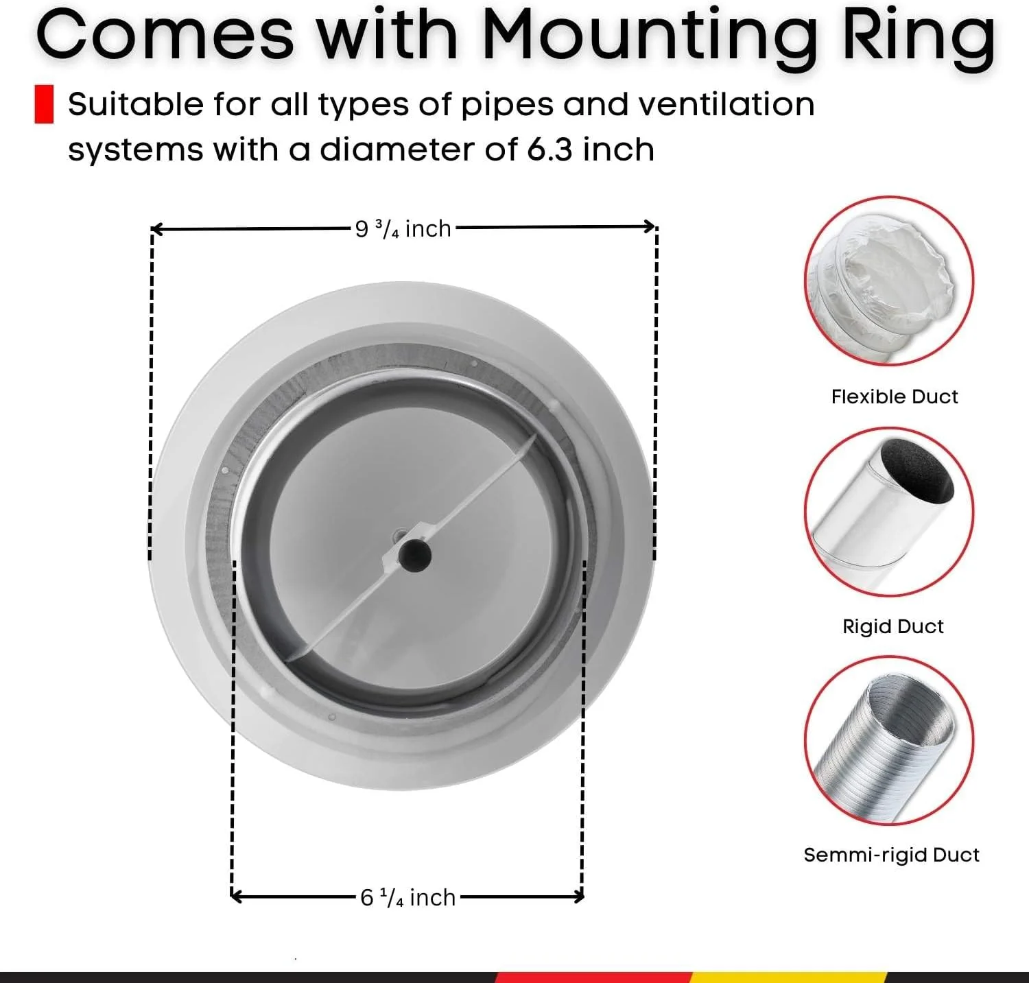 دریچه گرد هوا Steinberg14 - پخش کننده فلزی سفید 6.3 اینچی - دریچه هوا خروجی و ورودی یونیورسال - دریچه قابل تنظیم سقفی دیواری - پوشش دریچه فن مکنده - توری تهویه برای حمام