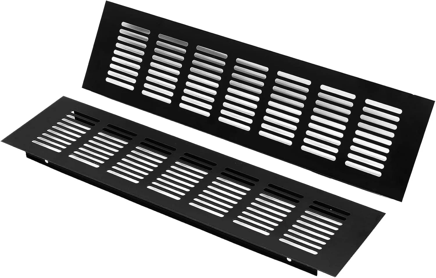 دریچه تهویه هوا توری مستطیلی مشکی Unlorspy، بسته 2 عددی، 300x80 میلی متر، جنس آلیاژ آلومینیوم، مناسب برای کمد، جاکفشی و کابینت آشپزخانه