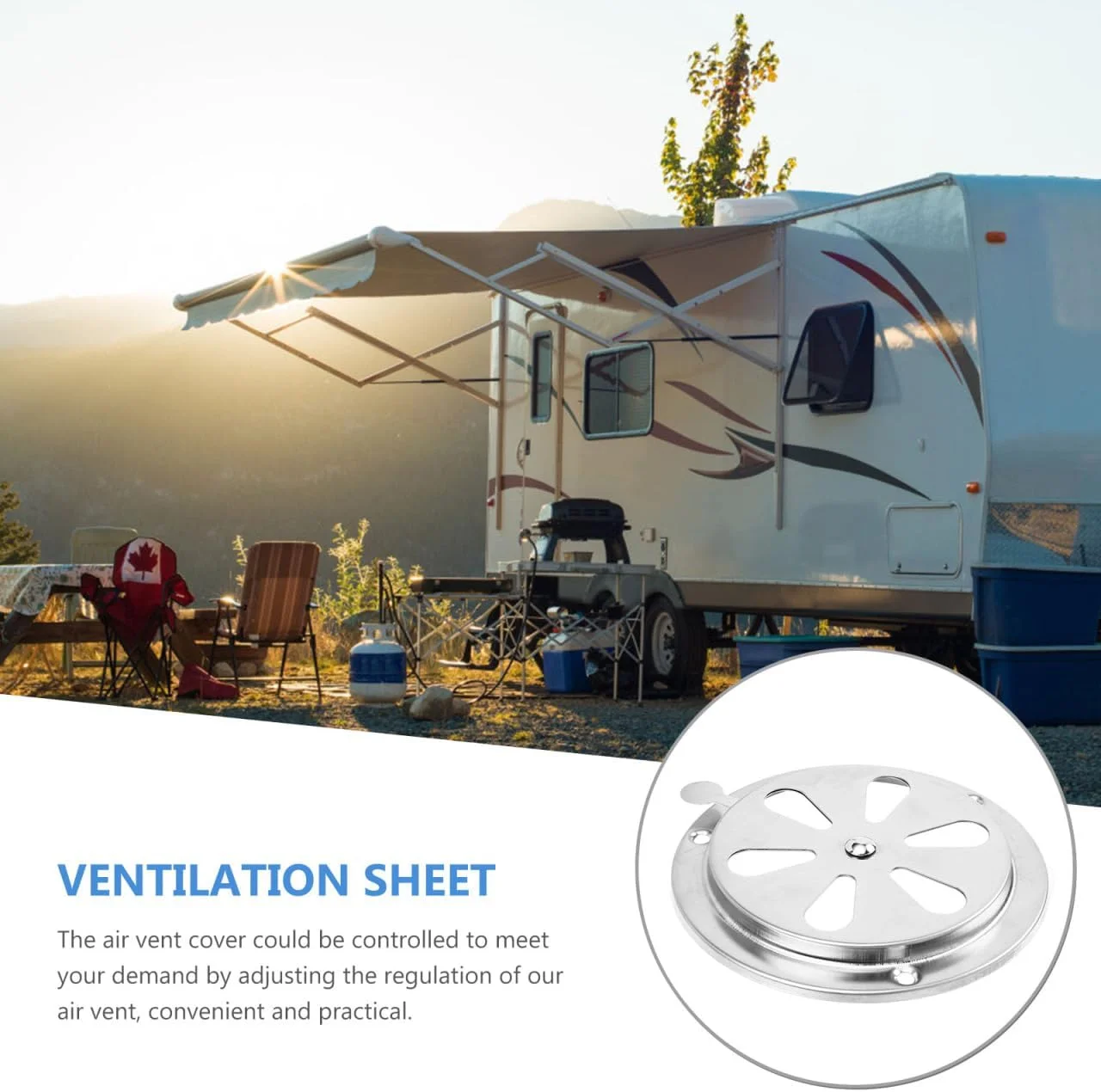 Toddmomy دریچه تهویه قابل تنظیم با سوراخ های تهویه، پوشش دریچه برای دریچه های هوای دریایی، پوشش توری کاروان RV، دریچه گرد دریایی، دریچه کنترل دریچه اگزوز فولاد ضد زنگ