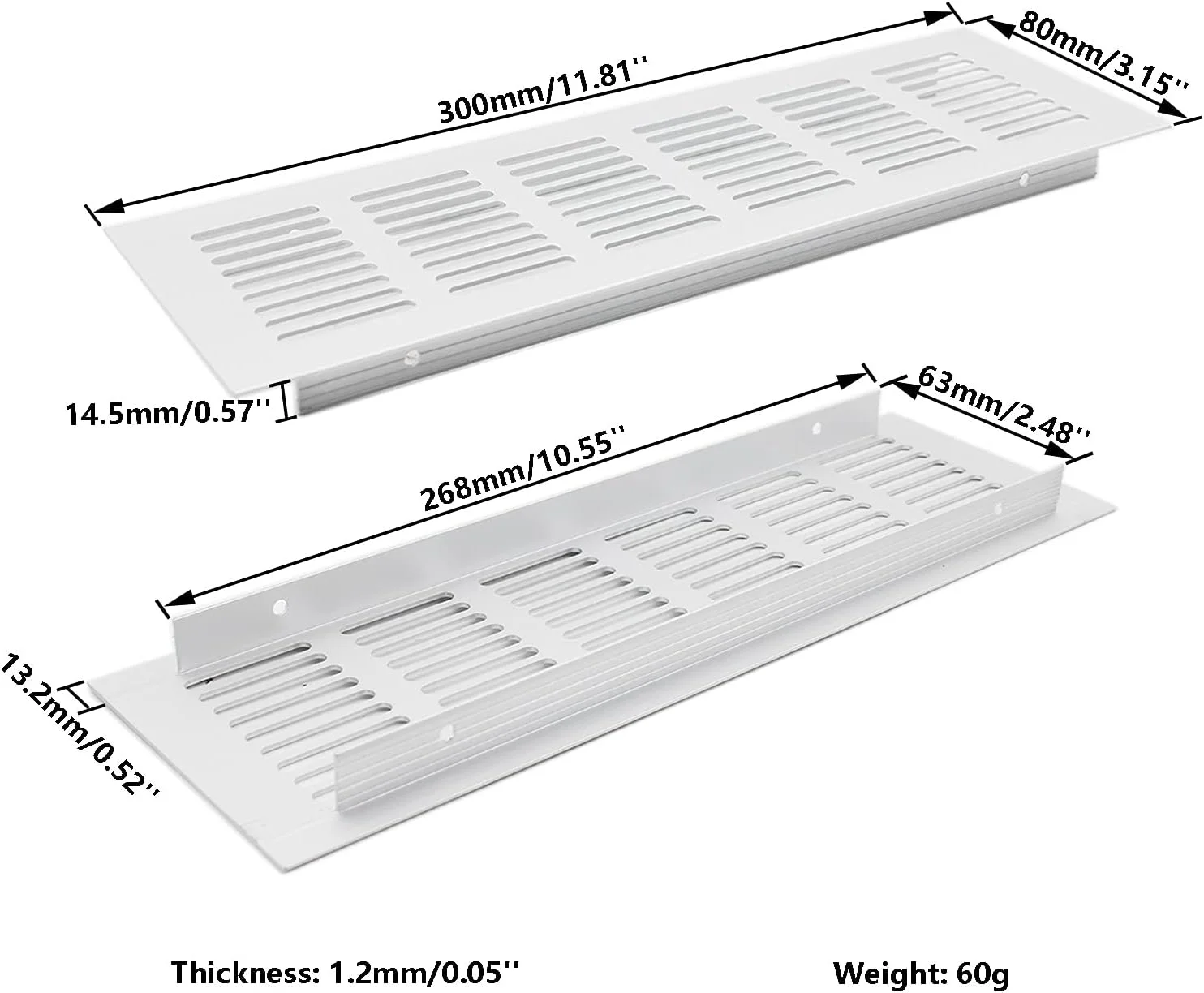 TTZEZE 2PCS Air Vent, Heavy Duty Aluminium Alloy Ventilation Grille Rectangle Metal Louvered Grill Cover for Wardrobe Stove Shoes Cabinet Sink Kitchen Bathroom Side Wall Ceiling and Floor Exhaust Vent