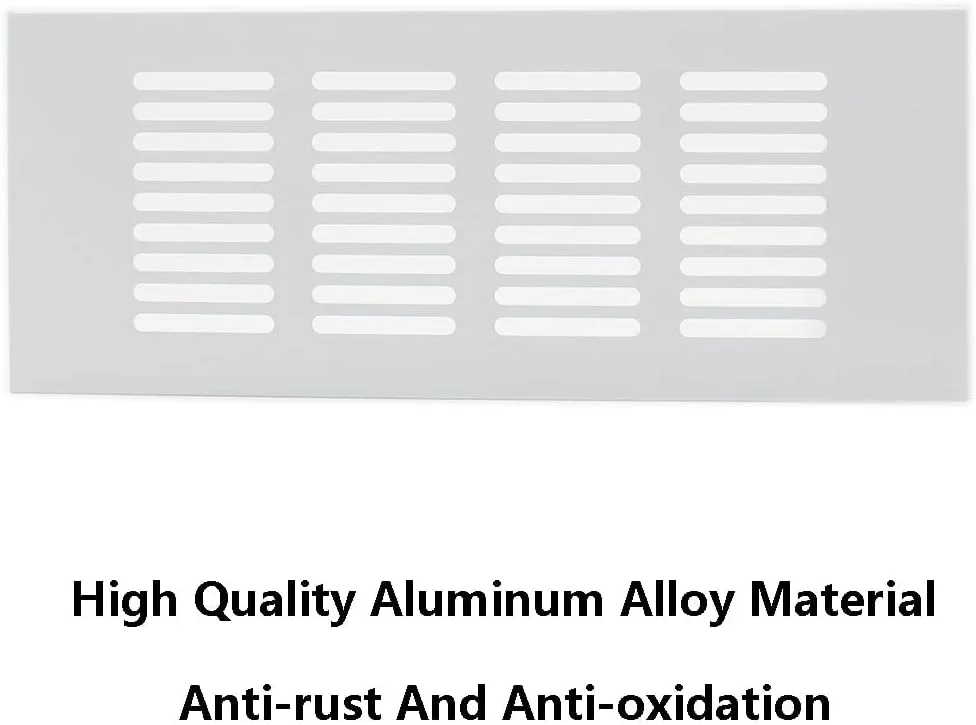 دو عدد دریچه تهویه هوا TTZEZE، توری تهویه مستطیلی شکل از جنس آلیاژ آلومینیوم سفید رنگ، مناسب برای کمد، اجاق گاز، جاکفشی، کابینت سینک، آشپزخانه، حمام، دیوار جانبی، سقف و دریچه خروجی کف