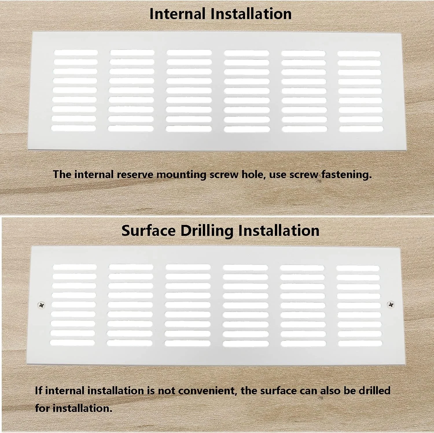 TTZEZE 2PCS Air Vent, Heavy Duty Aluminium Alloy Ventilation Grille Rectangle Metal Louvered Grill Cover for Wardrobe Stove Shoes Cabinet Sink Kitchen Bathroom Side Wall Ceiling and Floor Exhaust Vent