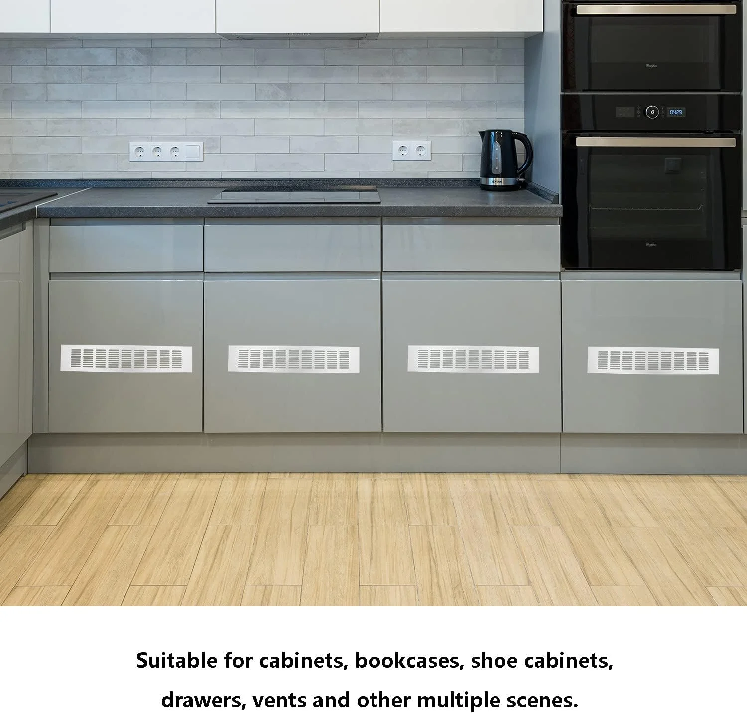 TTZEZE 2PCS Air Vent, Heavy Duty Aluminium Alloy Ventilation Grille Rectangle Metal Louvered Grill Cover for Wardrobe Stove Shoes Cabinet Sink Kitchen Bathroom Side Wall Ceiling and Floor Exhaust Vent