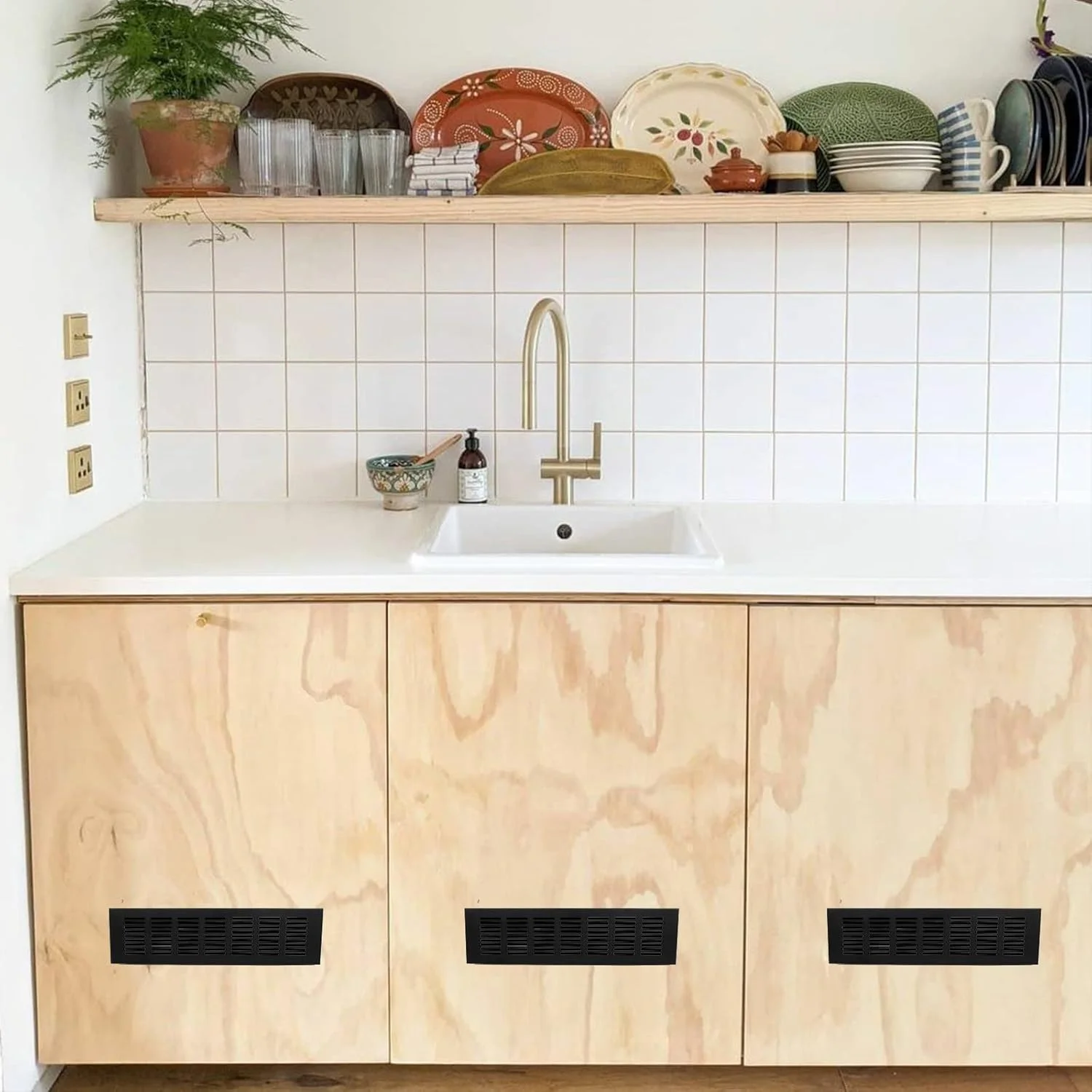 دریچه تهویه هوا توری مستطیلی مشکی Unlorspy، بسته 2 عددی، 300x80 میلی متر، جنس آلیاژ آلومینیوم، مناسب برای کمد، جاکفشی و کابینت آشپزخانه