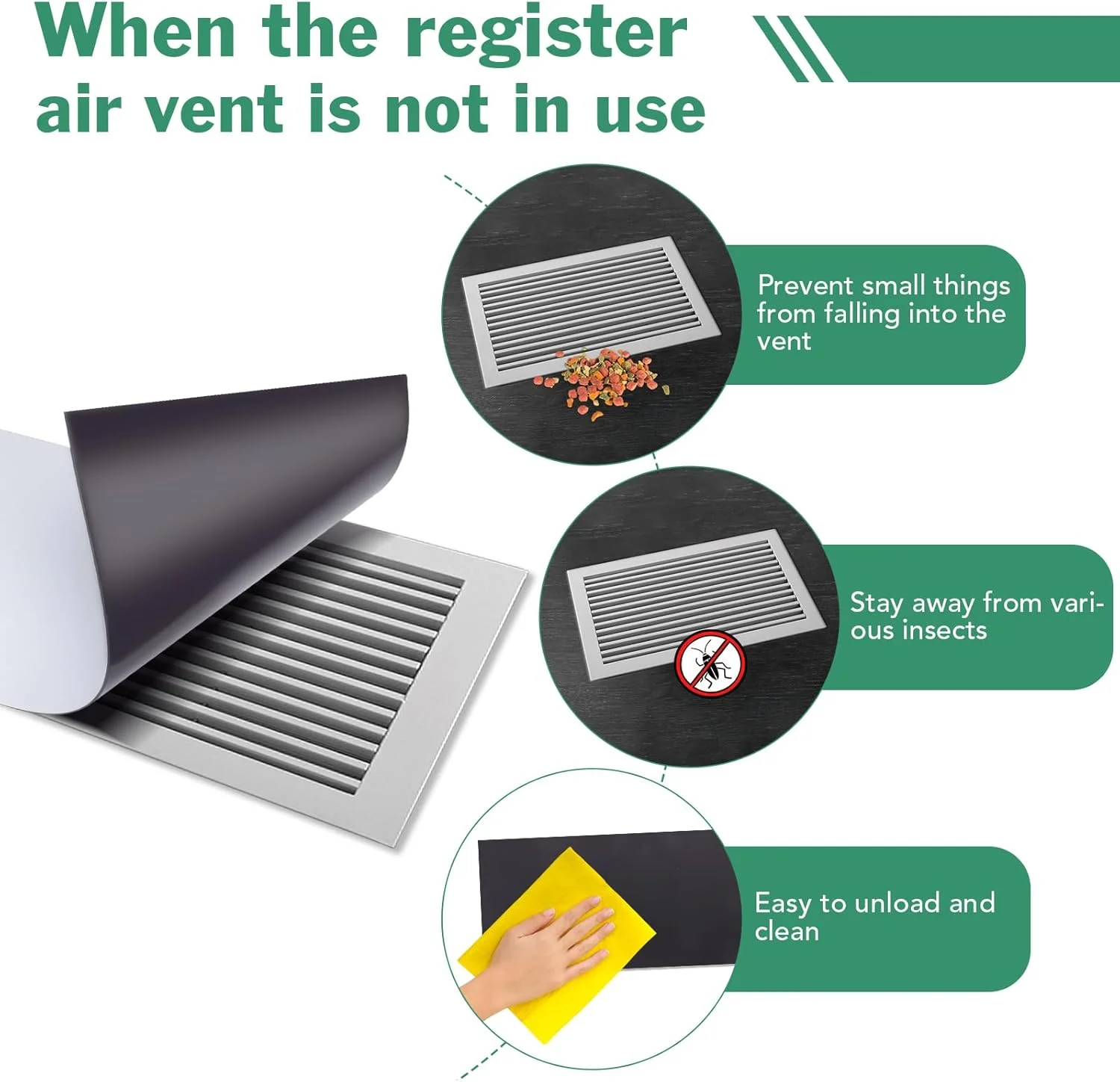 روکش های دریچه مغناطیسی TRYMAG، 5.5"x12"، بسته 3 عددی روکش های دریچه کف قوی برای دریچه های هوای استاندارد کف خانه، روکش های دریچه تهویه مطبوع برای دیوار، دریچه هوا، دریچه های سقفی، RV، HVAC خانگی و دریچه های AC