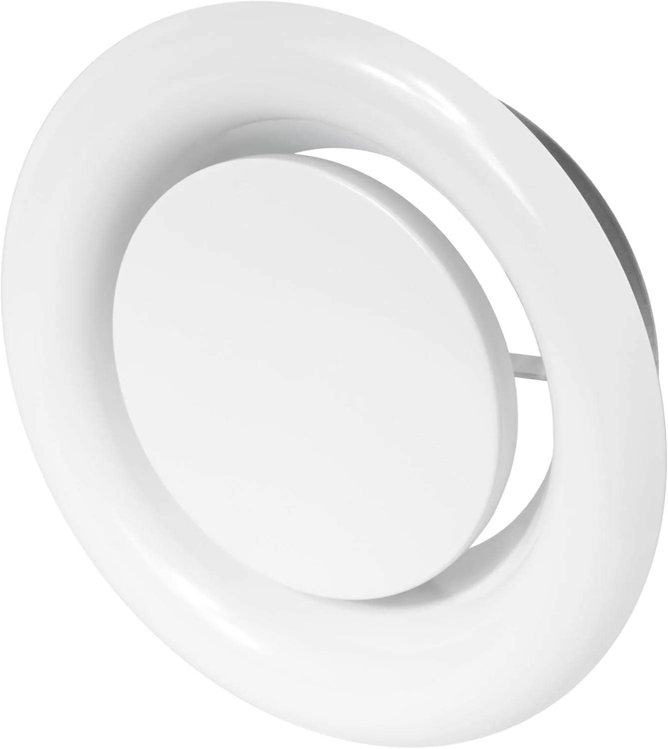 دریچه خروجی هوا فولادی سفید ریپا مارکت، قطر 6 اینچ، دارای فلنج - توری دریچه هوا - شیر قابل تنظیم برای جریان هوای بهینه - تخلیه هوای بی صدا - تهویه داخلی - پوشش دریچه گرد