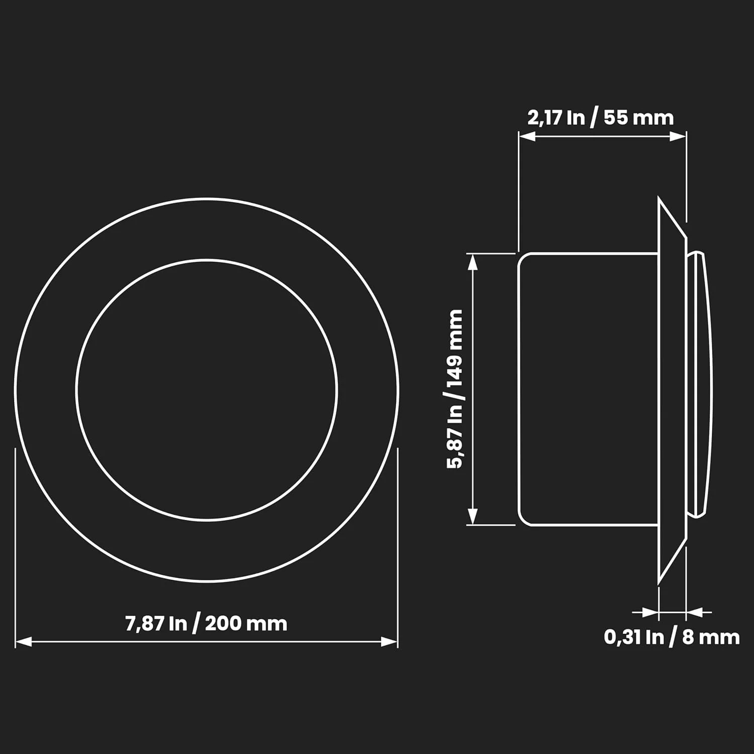 دریچه خروجی هوا فولادی سفید ریپا مارکت، قطر 6 اینچ، دارای فلنج - توری دریچه هوا - شیر قابل تنظیم برای جریان هوای بهینه - تخلیه هوای بی صدا - تهویه داخلی - پوشش دریچه گرد