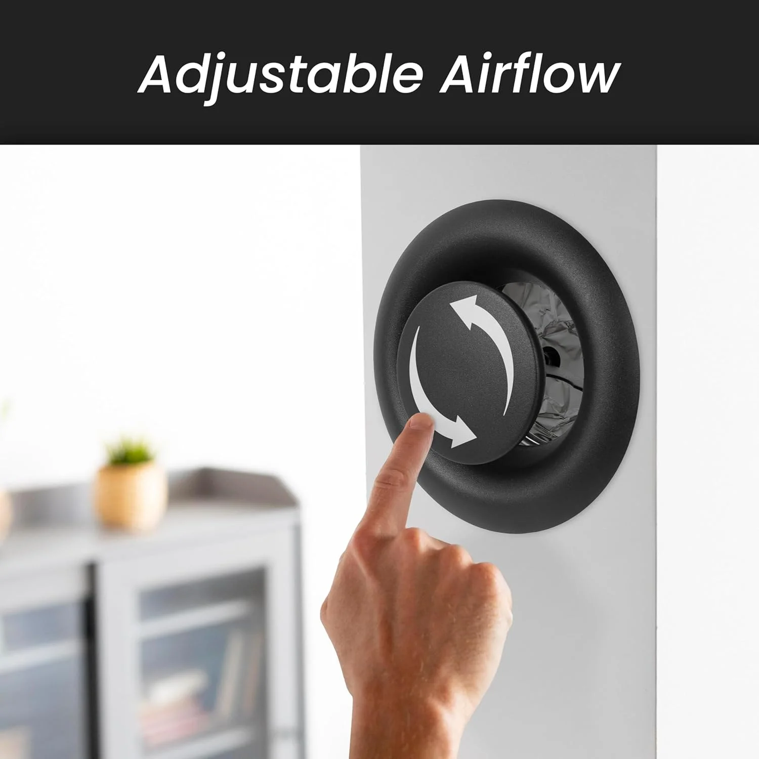 دریچه خروجی هوا فولادی سفید ریپا مارکت، قطر 6 اینچ، دارای فلنج - توری دریچه هوا - شیر قابل تنظیم برای جریان هوای بهینه - تخلیه هوای بی صدا - تهویه داخلی - پوشش دریچه گرد