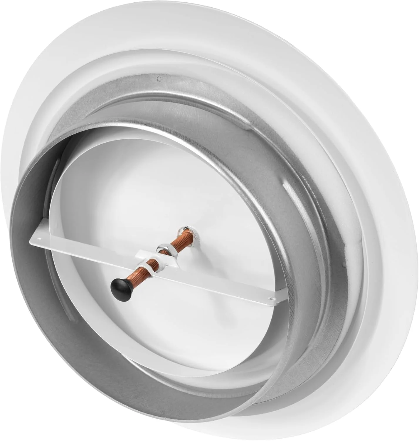 دیفیوزر یونیورسال فولادی سفید ریپا مارکت، قطر 8 اینچ - دریچه قابل تنظیم - ورودی هوا، خروجی هوا، تهویه کانال اگزوز - پوشش دریچه سقفی فلزی گرد و بدون درز - مناسب برای دیوار و سقف خانه و اداره