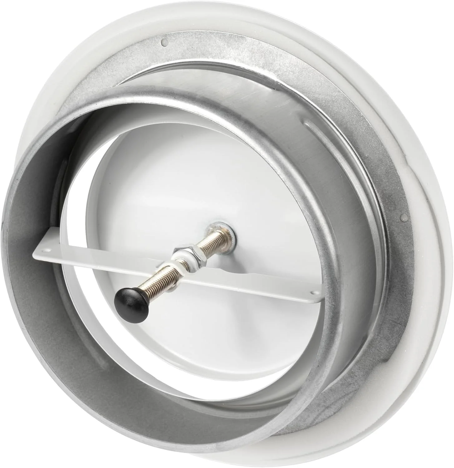 دریچه خروجی هوا فولادی سفید ریپا مارکت، قطر 6 اینچ، دارای فلنج - توری دریچه هوا - شیر قابل تنظیم برای جریان هوای بهینه - تخلیه هوای بی صدا - تهویه داخلی - پوشش دریچه گرد