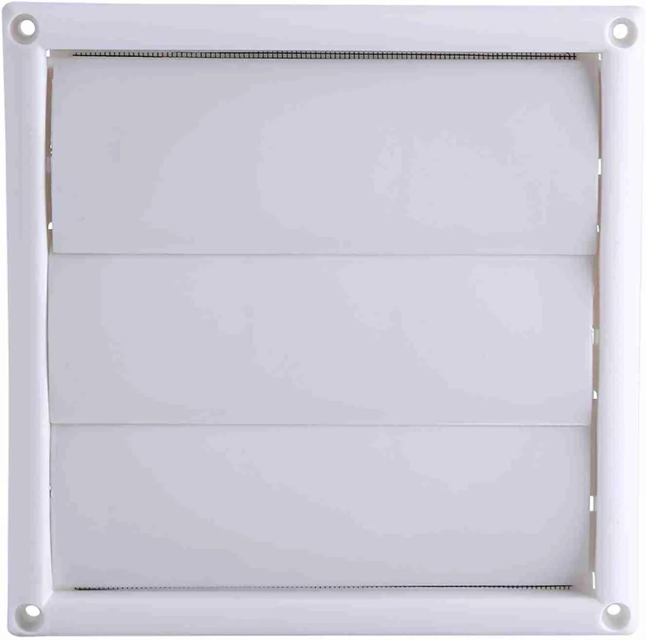 دریچه هوا پلاستیکی با توری، دارای 3 پره، مناسب برای دیوار، کانال تهویه، خروجی هوا، برای سقف یا نمای بیرونی (20 * 20 سانتی متر)