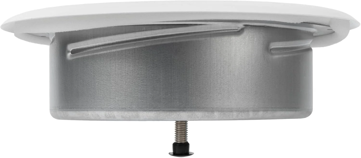 دریچه خروجی هوا فولادی سفید ریپا مارکت، قطر 6 اینچ، دارای فلنج - توری دریچه هوا - شیر قابل تنظیم برای جریان هوای بهینه - تخلیه هوای بی صدا - تهویه داخلی - پوشش دریچه گرد