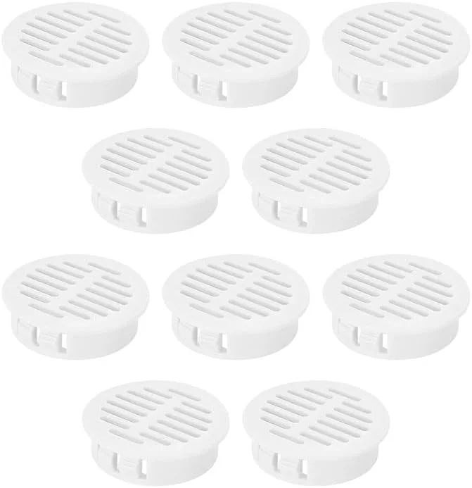 10 عدد دریچه گرد سقفی 50 میلی متری (2 اینچی)، توری تهویه پلاستیکی برای منزل، دفتر، حمام، آشپزخانه، کابینت و کمد
