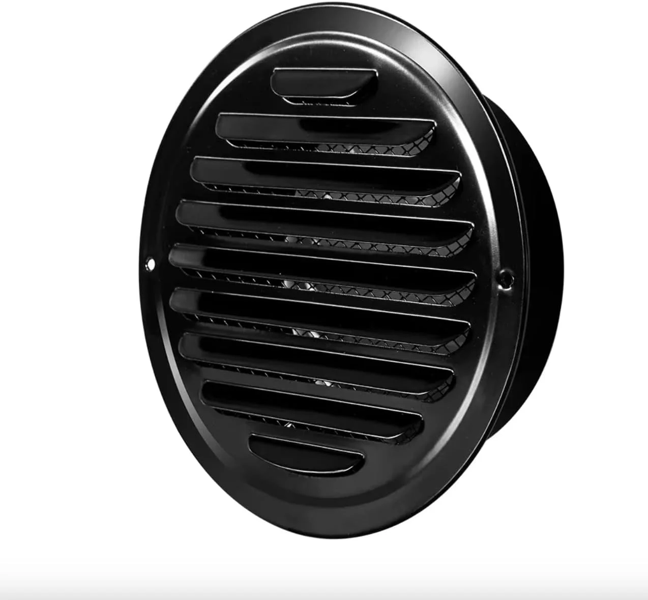 دریچه خروجی هوا از جنس استیل ضد زنگ ضخیم 100-150 میلی متر، پوشش توری محافظ حشرات، مناسب برای خروجی بیرونی منزل، دریچه های هوای دیواری، کانال های تخت، تهویه هوا، هود اگزوز (15 سانتی متر - مشکی)