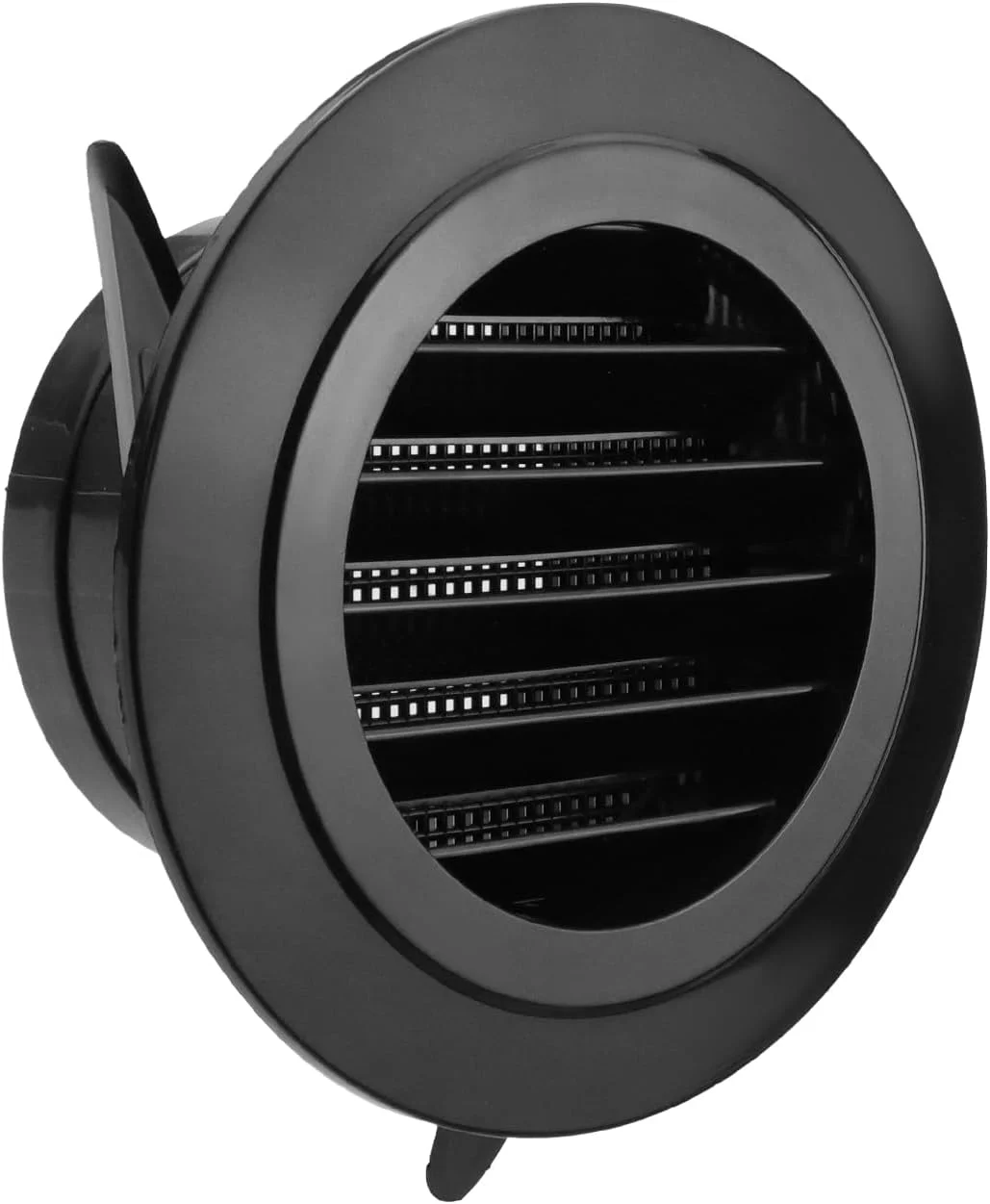 دریچه تهویه هوا مویوتال، 4 اینچ، پلاستیکی، گرد، با توری محافظ داخلی، مشکی، پخش کننده هوای سقفی 100 میلی متری، دریچه هواکش پره ای برای حمام، آشپزخانه، توالت