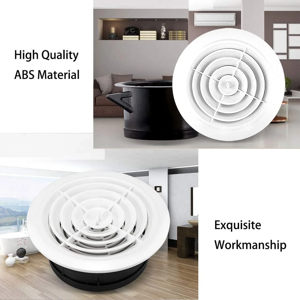 دریچه هوا ABS PartsExtra، دریچه تهویه گرد قابل تنظیم، پوشش تهویه هوا، دریچه خروجی فن کانال برای تهویه خانه، حمام و آشپزخانه (6 اینچ)