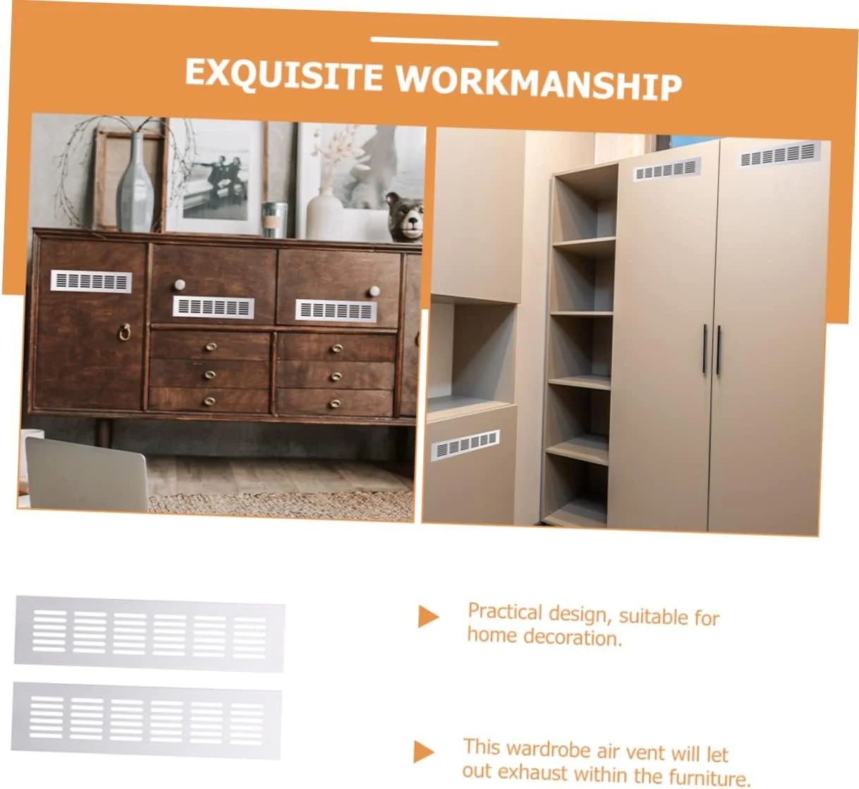 OSALADI 8 عدد دریچه تهویه کابینت، روکش دریچه کمد، توری تهویه هوا، دریچه تهویه مبلمان، دریچه تهویه هوا، دریچه تهویه کابینت آشپزخانه، نقره ای، درب خودرو، پنجره