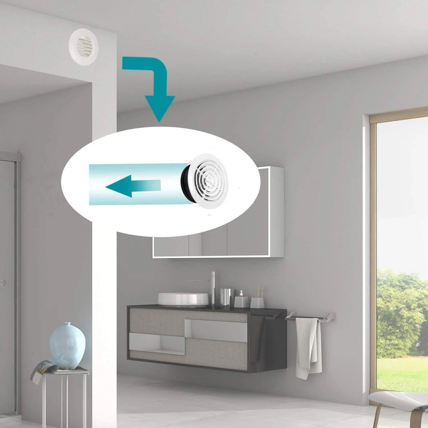 دریچه هوا ABS PartsExtra، دریچه تهویه گرد قابل تنظیم، پوشش تهویه هوا، دریچه خروجی فن کانال برای تهویه خانه، حمام و آشپزخانه (6 اینچ)