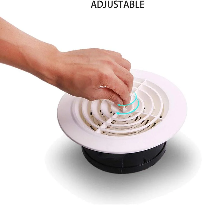 دریچه هوا ABS PartsExtra، دریچه تهویه گرد قابل تنظیم، پوشش تهویه هوا، دریچه خروجی فن کانال برای تهویه خانه، حمام و آشپزخانه (6 اینچ)