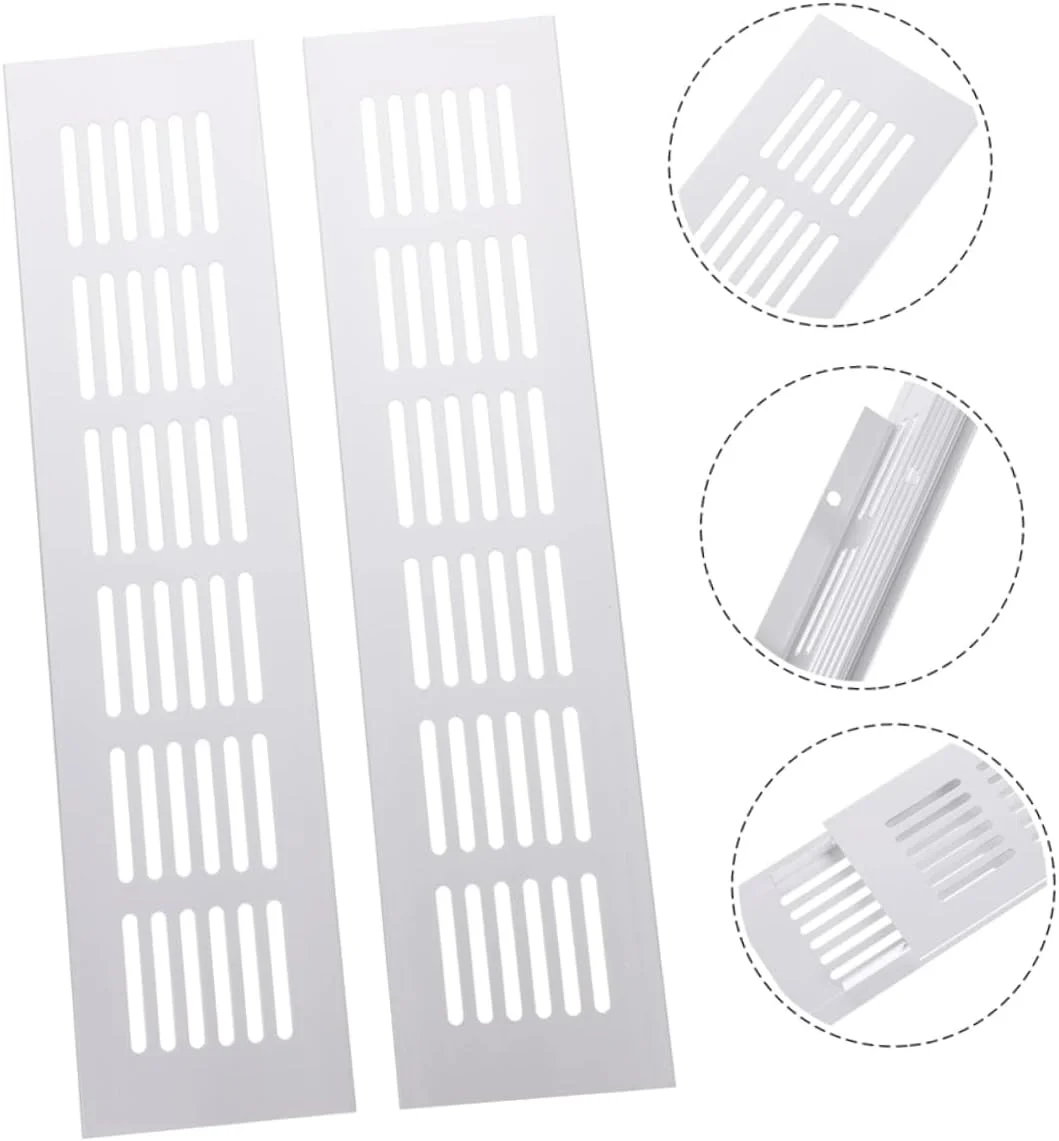 OSALADI 8 عدد دریچه تهویه کابینت، روکش دریچه کمد، توری تهویه هوا، دریچه تهویه مبلمان، دریچه تهویه هوا، دریچه تهویه کابینت آشپزخانه، نقره ای، درب خودرو، پنجره