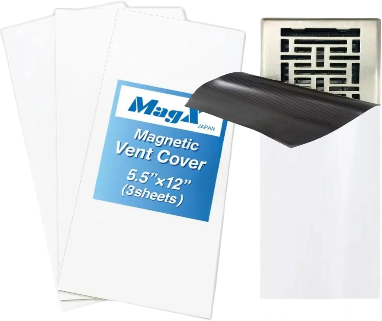 روکش دریچه مغناطیسی MagX، 14x30 سانتی متر (3 عدد)، آهنربای آنیزوتروپیک انعطاف پذیر با ضخامت فوق العاده 1.5 میلی متر، برای دریچه های هوا یا دریچه های هوای کف، RV، HVAC خانگی، AC، خرید ضروری منزل