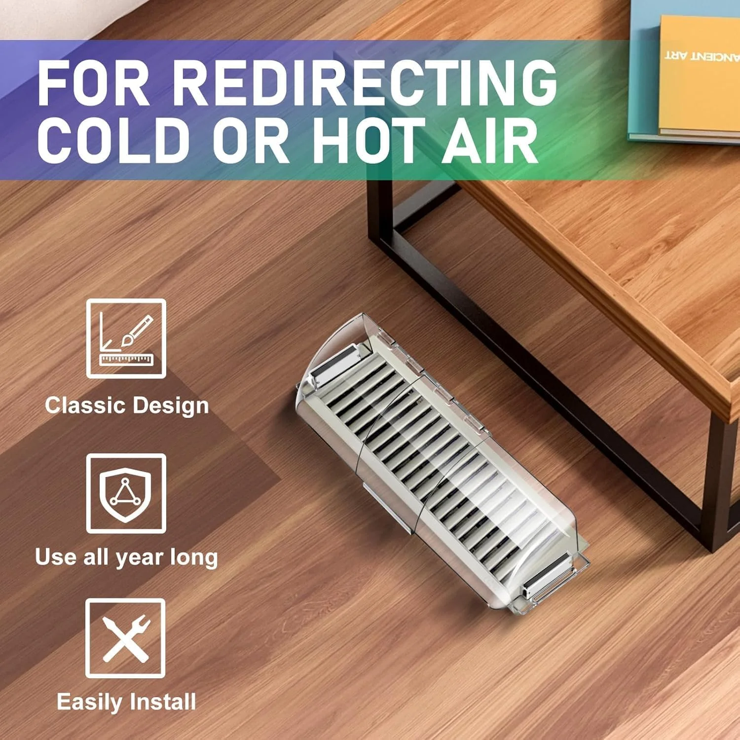 منحرف کننده دریچه هوا Moonmen بسته 2 عددی قابل تنظیم - پوشش دریچه های مغناطیسی کف 9 تا 15.5 اینچ برای AC، دریچه های دیواری و سقفی با آهنرباهای قوی و بزرگ