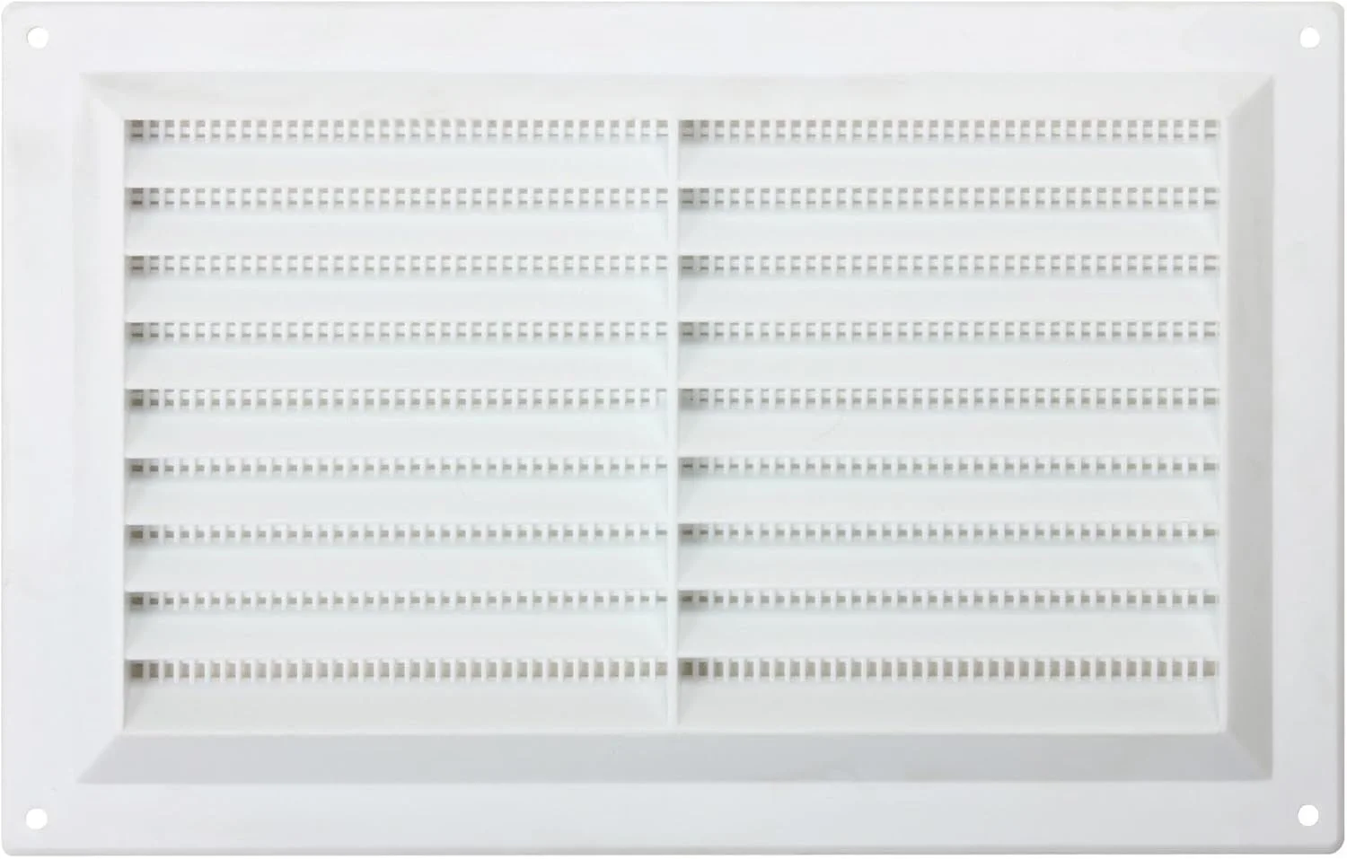 دریچه هواکش پلاستیکی لوور با توری حشره گیر 9 اینچ در 6 اینچ (229 میلی متر در 150 میلی متر)، پوشش توری آجری دوبل، سفید