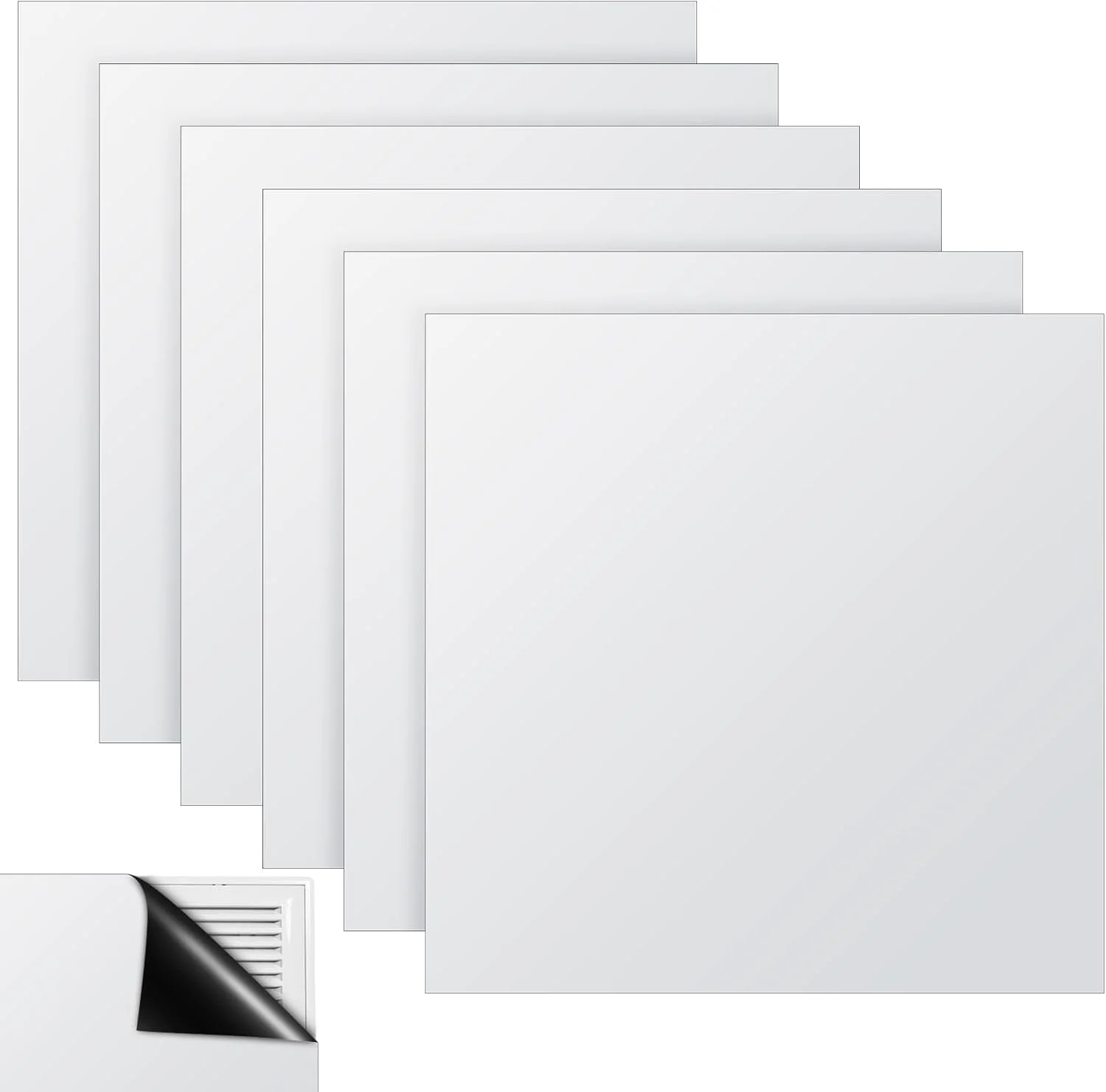 کاورهای دریچه مغناطیسی مربعی، کاور دریچه مغناطیسی 30x30 سانتی متر برای مسدود کردن هوا، کاور دریچه های AC، مسدود کننده دریچه بخاری سقفی، کاور دریچه هوا برای سقف، کف، دیوار، رجیستر، HVAC، RV (6 عدد)