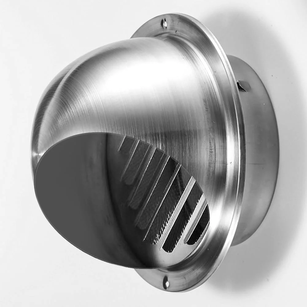 دریچه هوا متانیک گرد استیل ضد زنگ، خروجی هواکش دیواری، کانال تهویه مطبوع - 4 اینچ (10 سانتی متر)