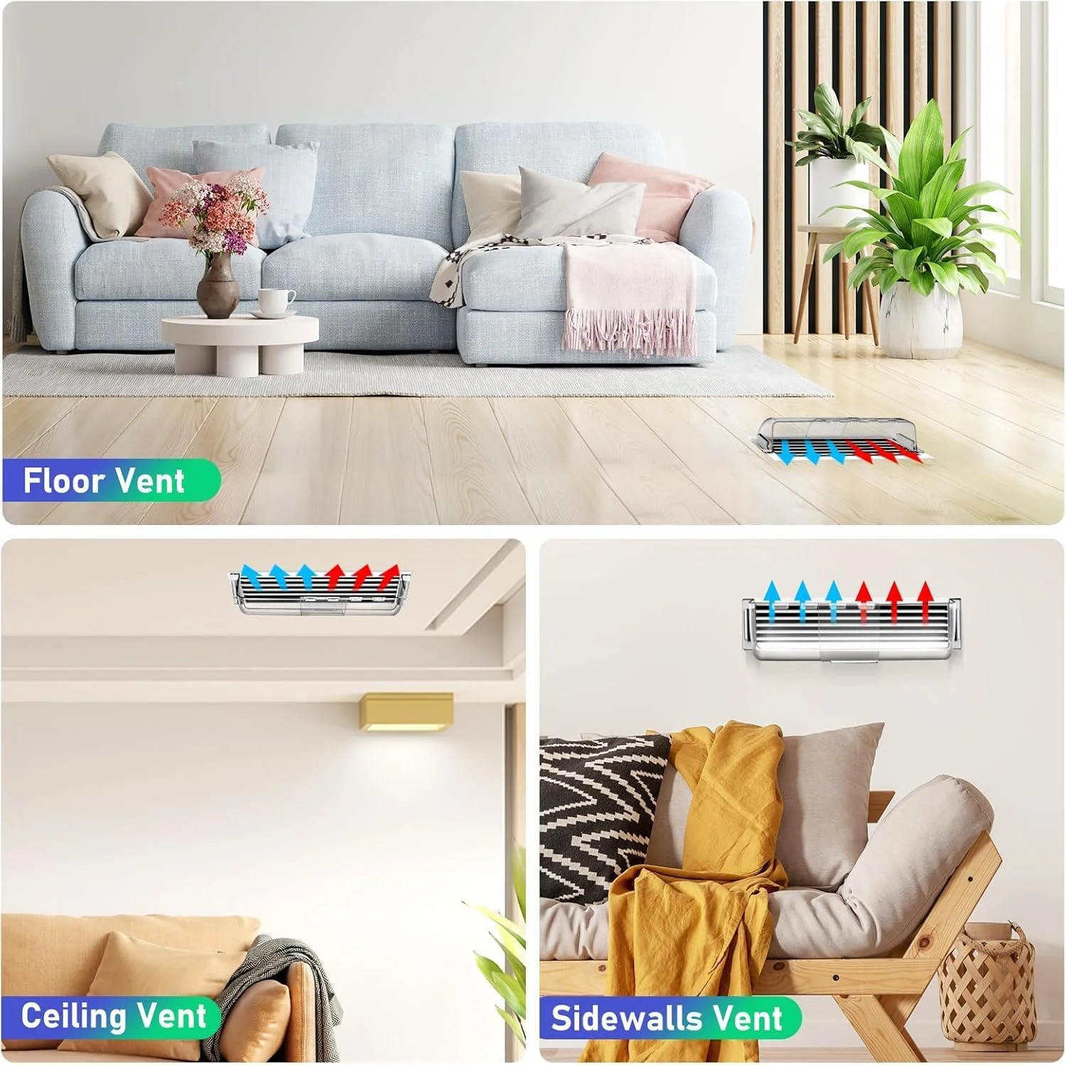 منحرف کننده دریچه هوا Moonmen بسته 2 عددی قابل تنظیم - پوشش دریچه های مغناطیسی کف 9 تا 15.5 اینچ برای AC، دریچه های دیواری و سقفی با آهنرباهای قوی و بزرگ