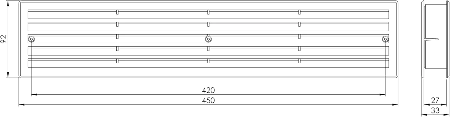 دریچه تهویه پلاستیکی مشکی LIRAST با ابعاد 450 x 92 میلی متر - دریچه درب، دریچه تامین هوای خروجی - دریچه تهویه درب دریچه تهویه پلاستیکی مشکی LIRAST با ابعاد 450 x 92 میلی متر - دریچه درب، دریچه تامین هوای خروجی - دریچه تهویه درب
