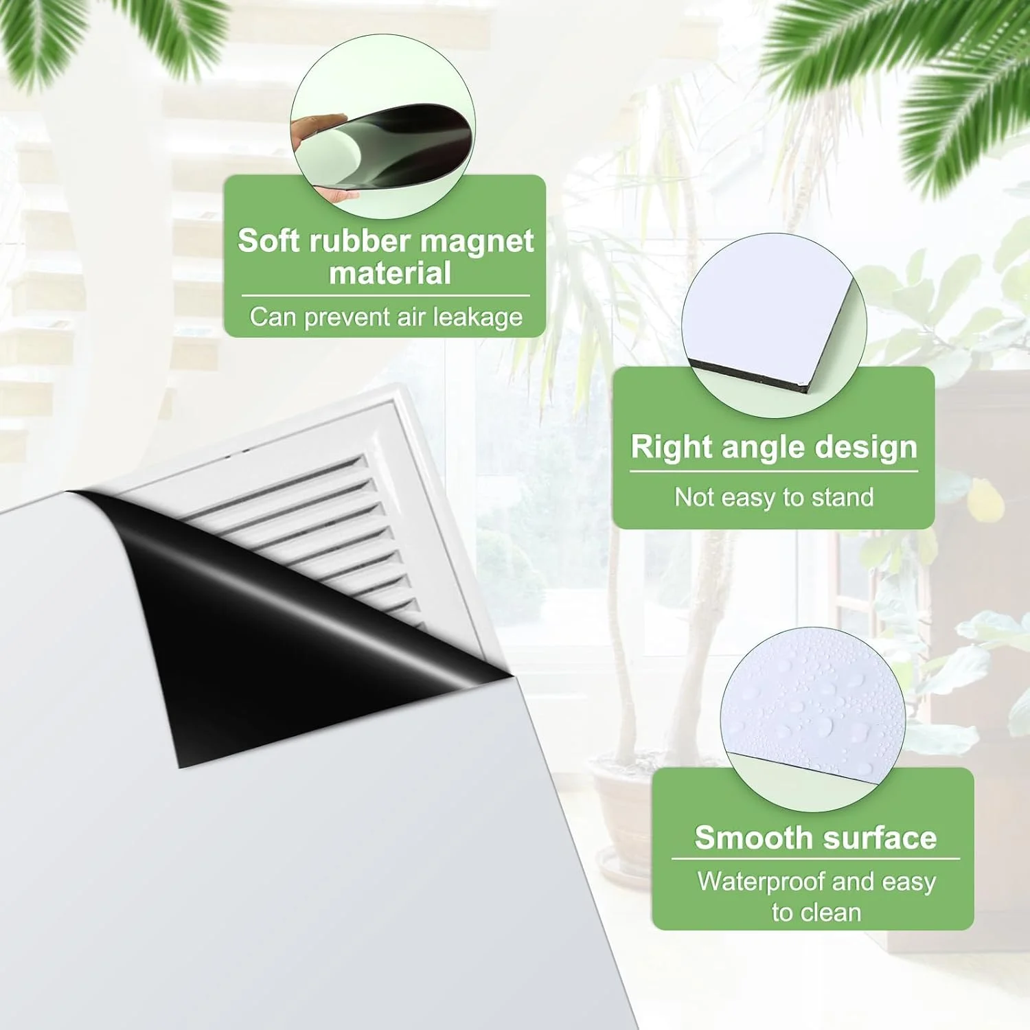 کاورهای دریچه مغناطیسی مربعی، کاور دریچه مغناطیسی 30x30 سانتی متر برای مسدود کردن هوا، کاور دریچه های AC، مسدود کننده دریچه بخاری سقفی، کاور دریچه هوا برای سقف، کف، دیوار، رجیستر، HVAC، RV (6 عدد)