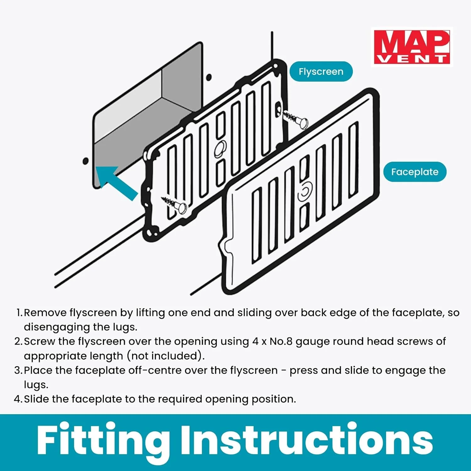 دریچه تهویه قابل تنظیم مدل Map 902-02، نصب سطحی 6x3