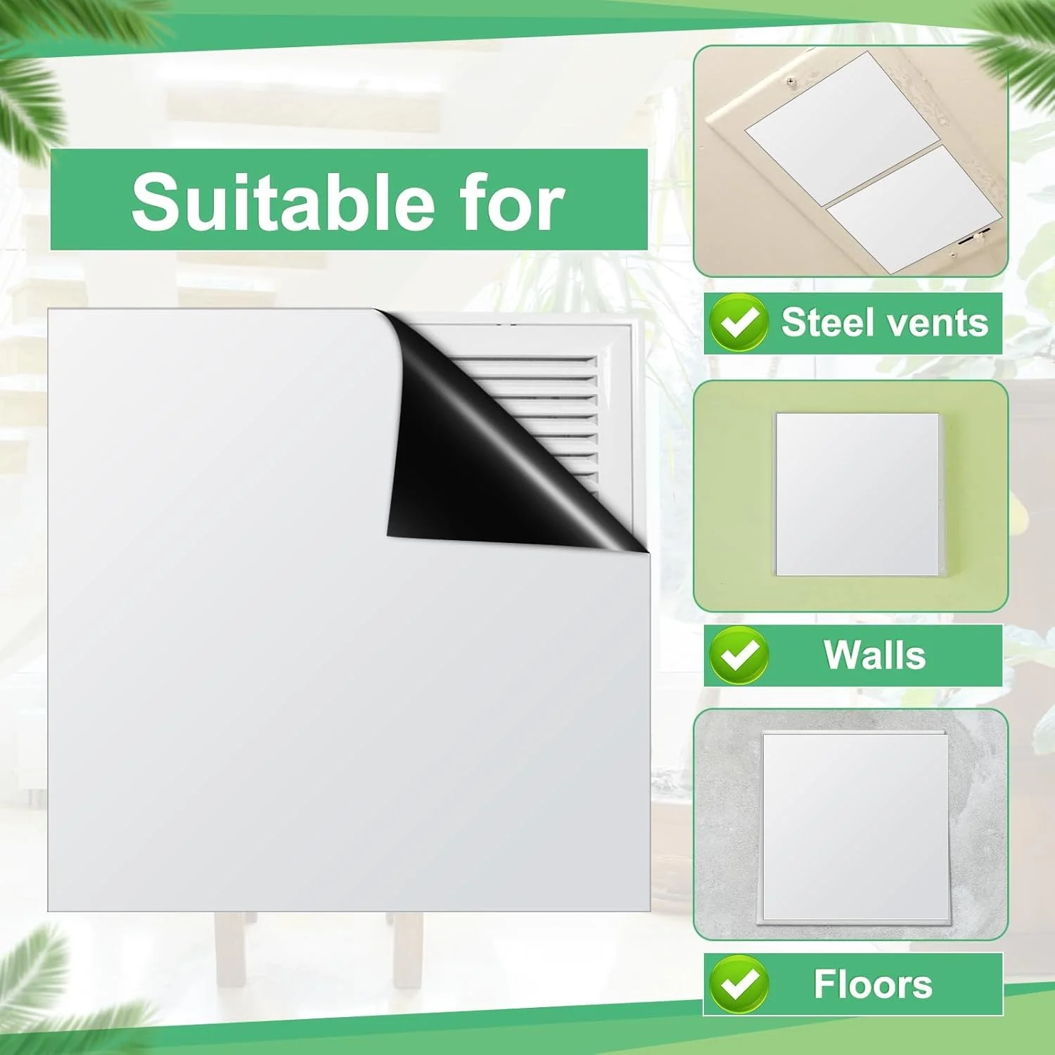 کاورهای دریچه مغناطیسی مربعی، کاور دریچه مغناطیسی 30x30 سانتی متر برای مسدود کردن هوا، کاور دریچه های AC، مسدود کننده دریچه بخاری سقفی، کاور دریچه هوا برای سقف، کف، دیوار، رجیستر، HVAC، RV (6 عدد)