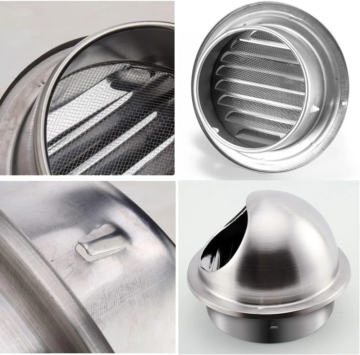 دریچه هوا متانیک گرد استیل ضد زنگ، خروجی هواکش دیواری، کانال تهویه مطبوع - 4 اینچ (10 سانتی متر) دریچه هوا متانیک گرد استیل ضد زنگ، خروجی هواکش دیواری، کانال تهویه مطبوع - 4 اینچ (10 سانتی متر)