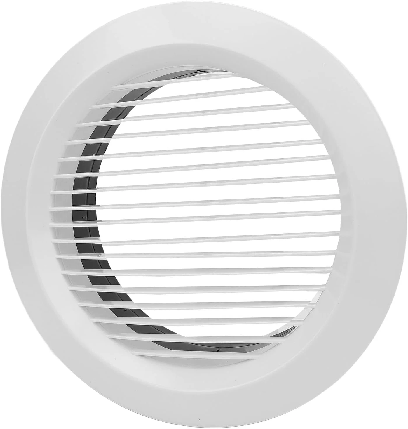 Jectse 200mm ABS Plastic Round Grille Vent Cover with Straight Louvre, Straight Louvre Ventilation Grille White Bathroom Kitchen Office