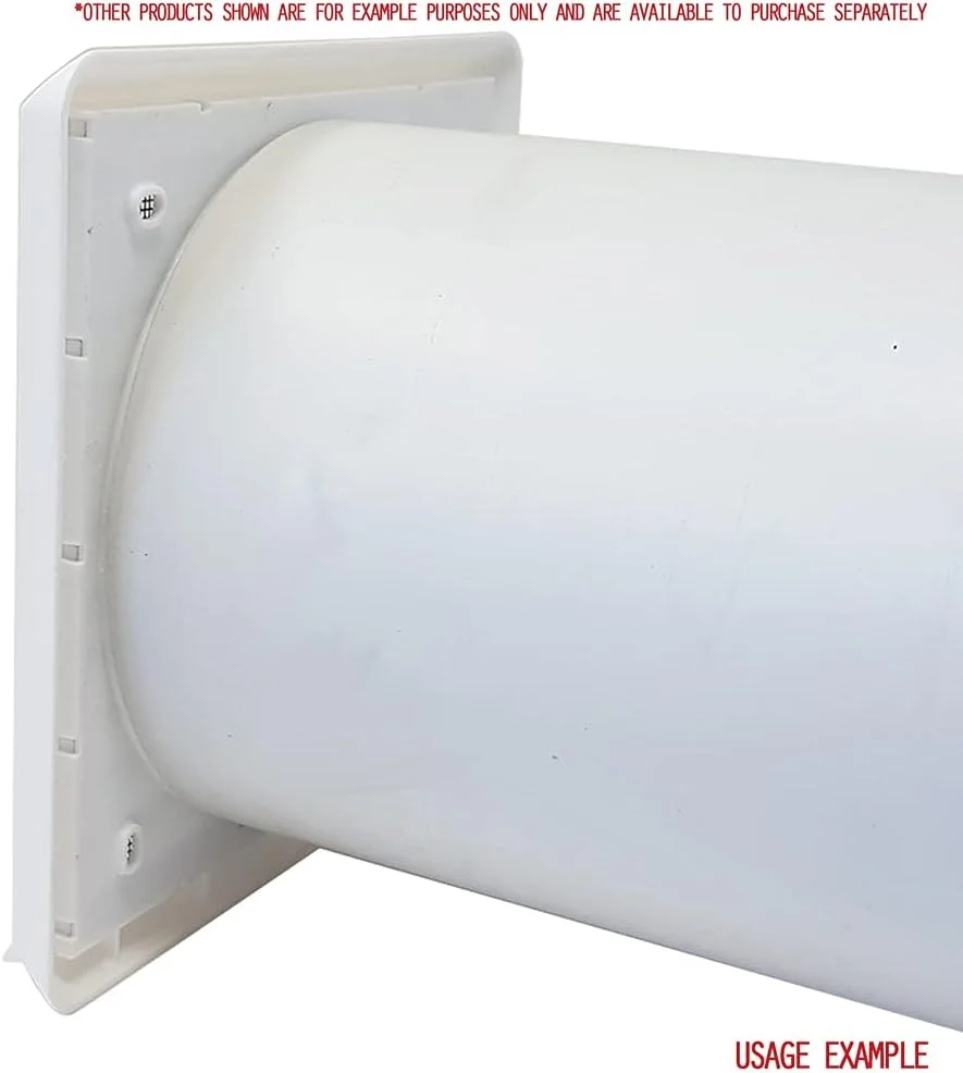 دریچه دیواری کرکره ای سفید رنگ Kair با ابعاد خارجی 183 میلی متر، دارای توری محافظ حشرات و اتصال گرد 150 میلی متری - 6 اینچی در قسمت پشتی