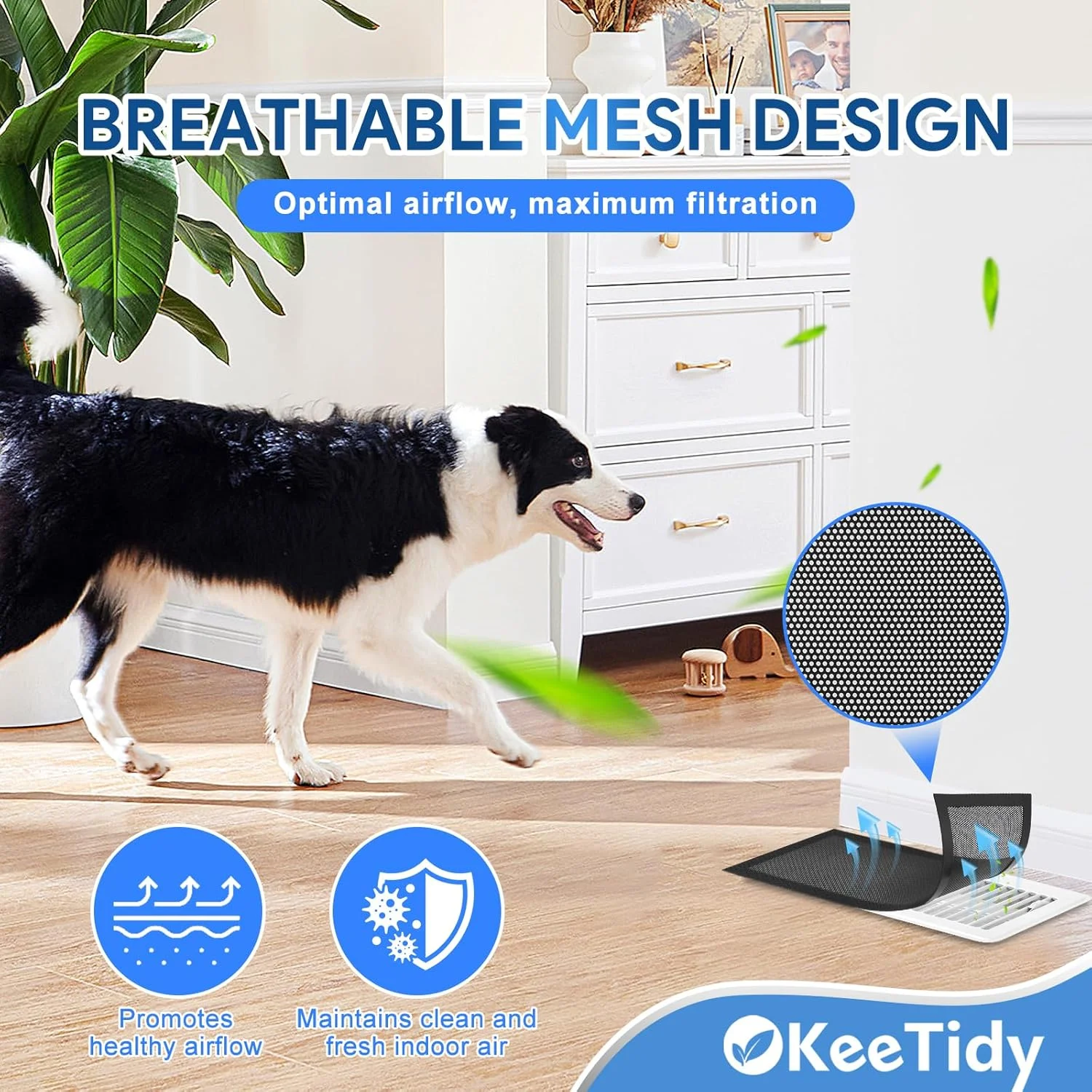 روکش دریچه کف KeeTidy، 10" x 4" روکش دریچه مغناطیسی، روکش دریچه هوا با صفحه توری برای خانه، کف، HVAC، AC، توری و دریچه های RV، بسته 2 عددی