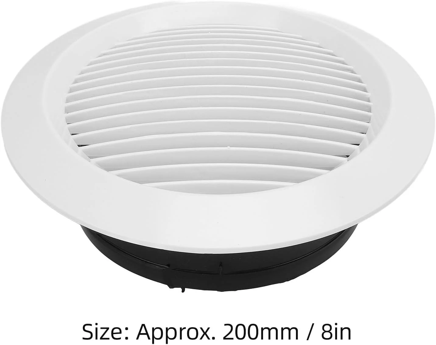 Jectse 200mm ABS Plastic Round Grille Vent Cover with Straight Louvre, Straight Louvre Ventilation Grille White Bathroom Kitchen Office