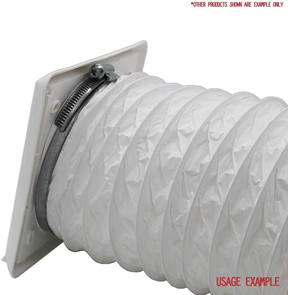 دریچه دیواری کرکره ای سفید رنگ Kair با ابعاد خارجی 183 میلی متر، دارای توری محافظ حشرات و اتصال گرد 150 میلی متری - 6 اینچی در قسمت پشتی